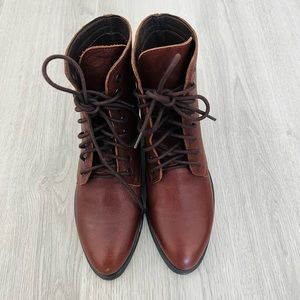 Jeffrey Campbell Gamin Cognac Leather Lace Up Boots size 8